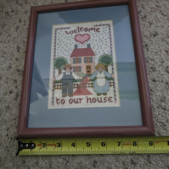 Vintage cross stitch, welcome to our home framed picture - Picture 6 of 6